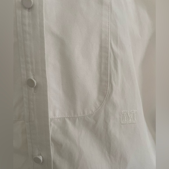 MaxMara White Poplin / Tuxedo Blouse - Picture 2 of 7